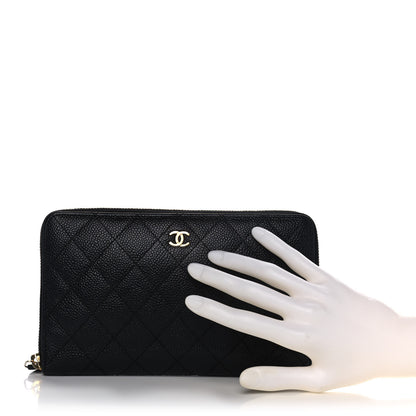 Chanel Caviar Quilted Large Zip Around Organizer Wallet Black 2 of 14