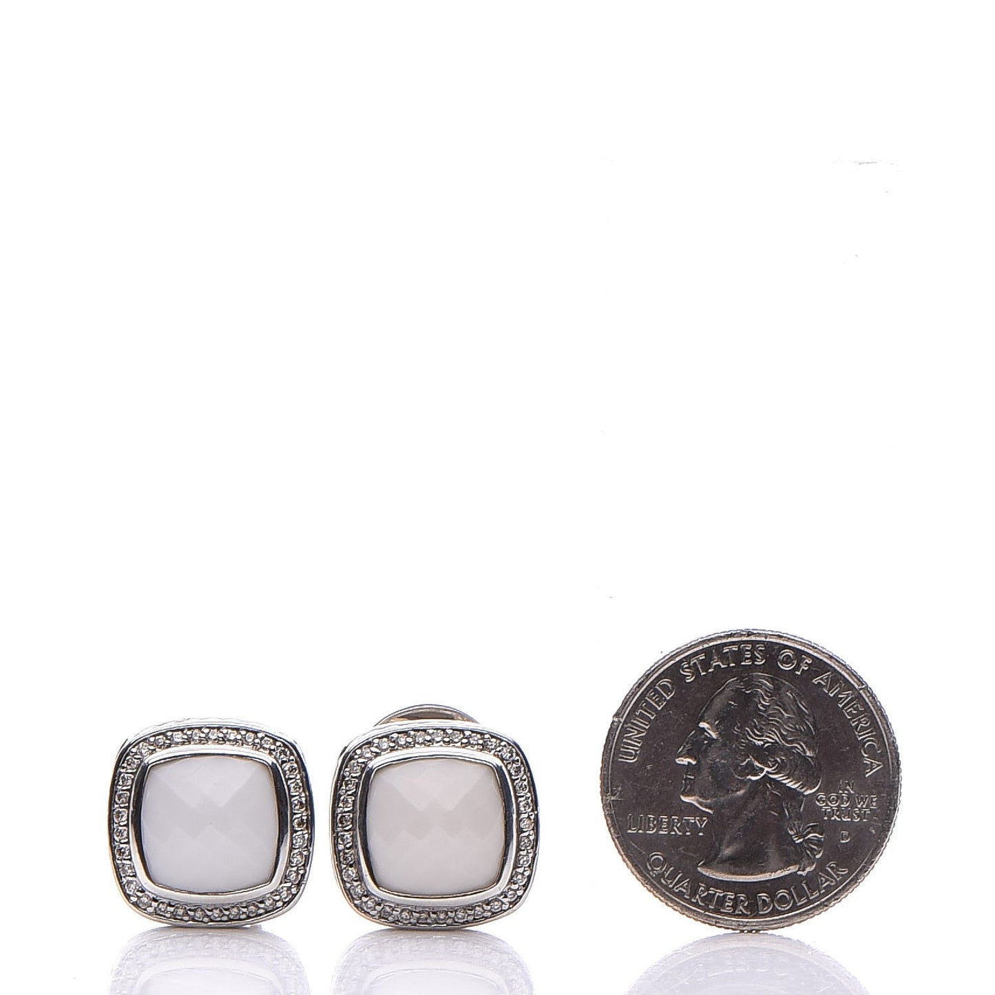 Sterling White Agate 11mm Albion Earrings