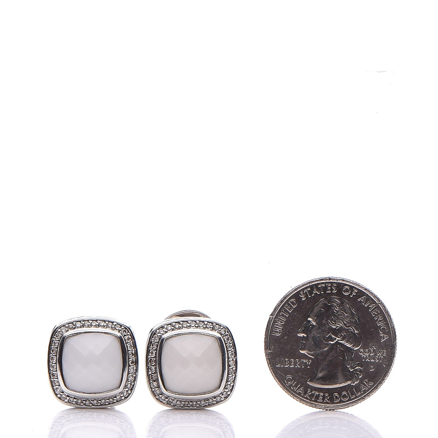 David Yurman Sterling White Agate 11mm Albion Earrings 2 of 6