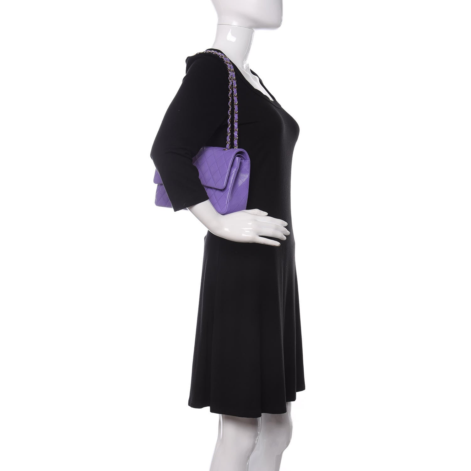 Chanel Caviar Quilted Medium Double Flap Purple 2 of 11