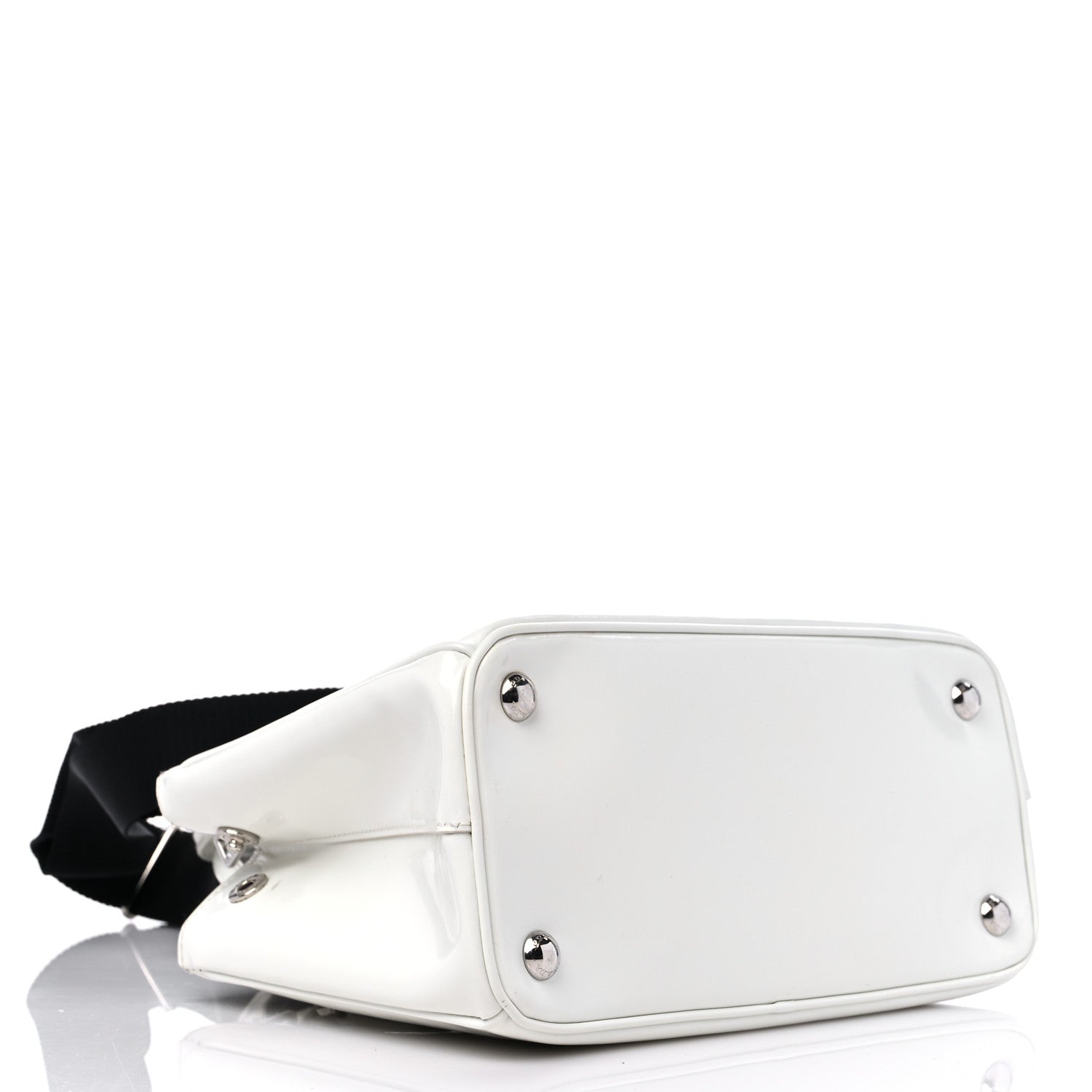 Prada Spazzolato Small Galleria Double Zip Tote White Black 4 of 10