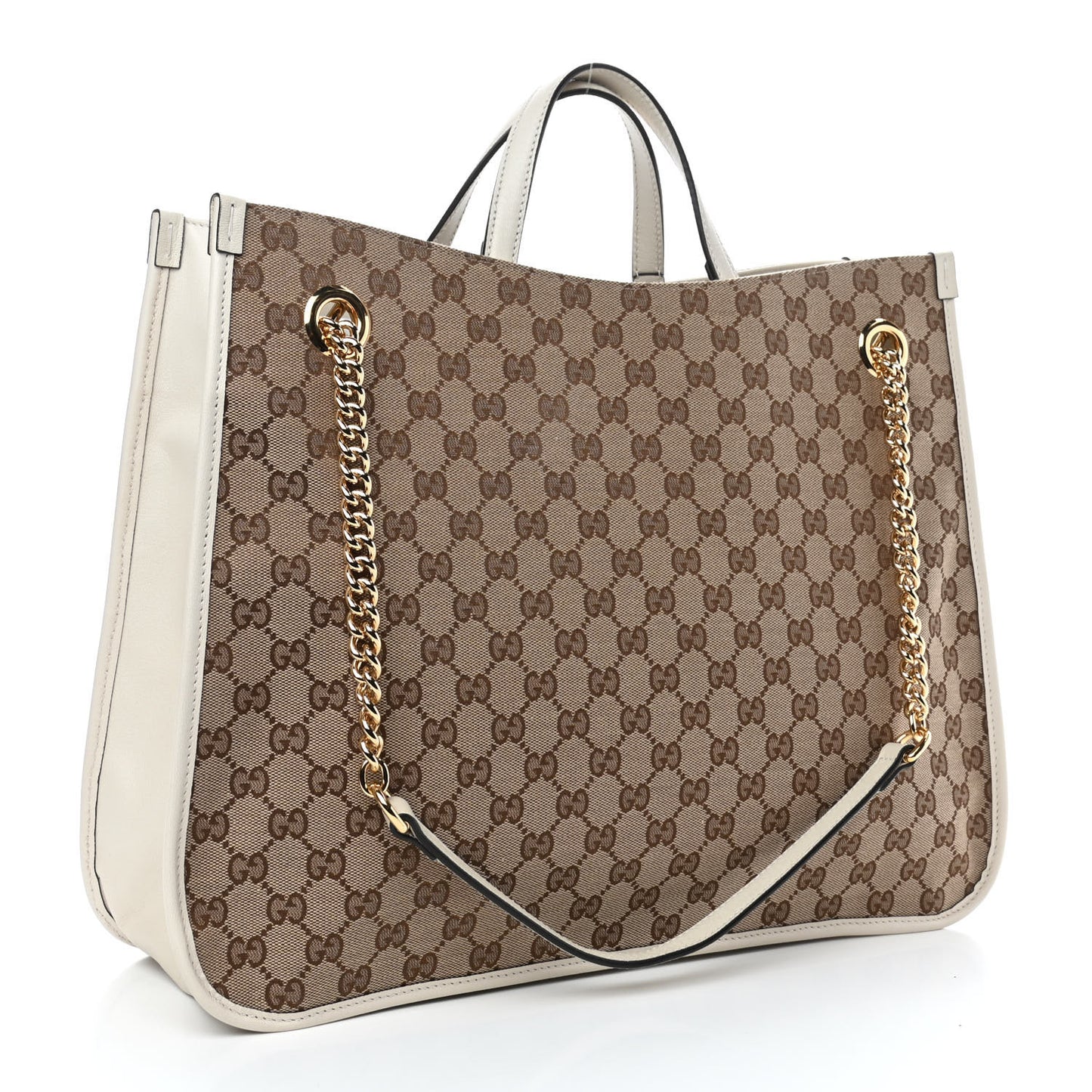 Monogram Calfskin Large Horsebit 1955 Tote Bag Beige Mystic White