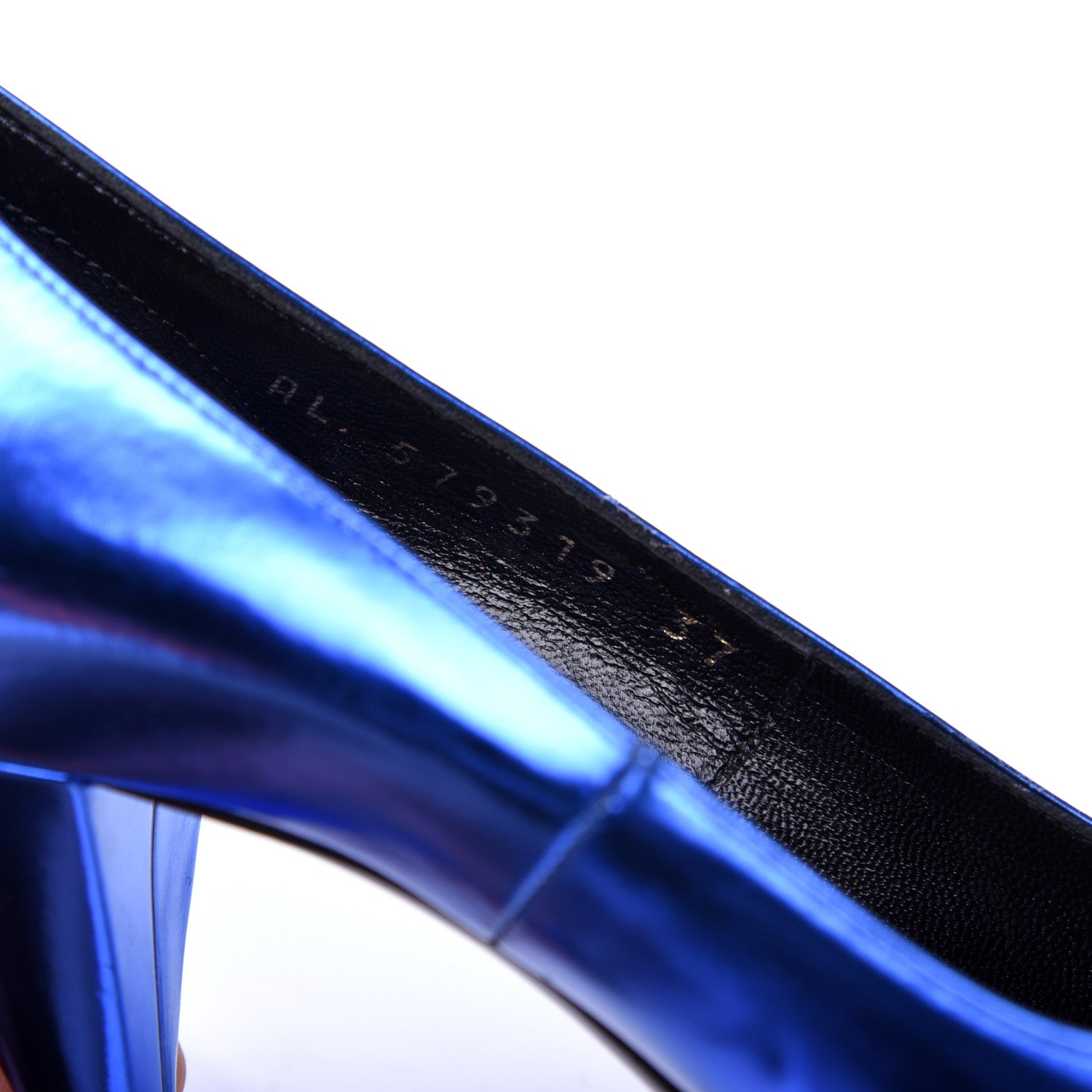 Saint Laurent Metallic Calfskin Kiki 85 Pumps 37 Blue 8 of 14