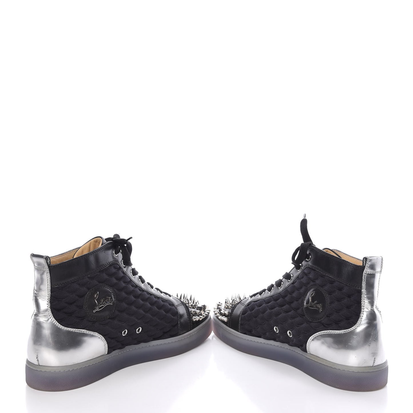 Leopard Strass Spikes Mens No Limit Flat Sneakers 46 SIlver Black