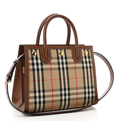 Burberry Calfskin Vintage Check Mini Two Handle Title Bag Archive Beige 3 of 9