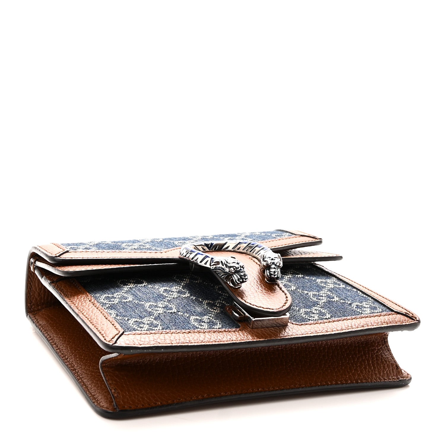 Gucci New Denim GG Monogram Dollar Calfskin Enamel Mini Dionysus Shoulder Bag Blue Tea Cuir Epilog Electric Blue 4 of 10