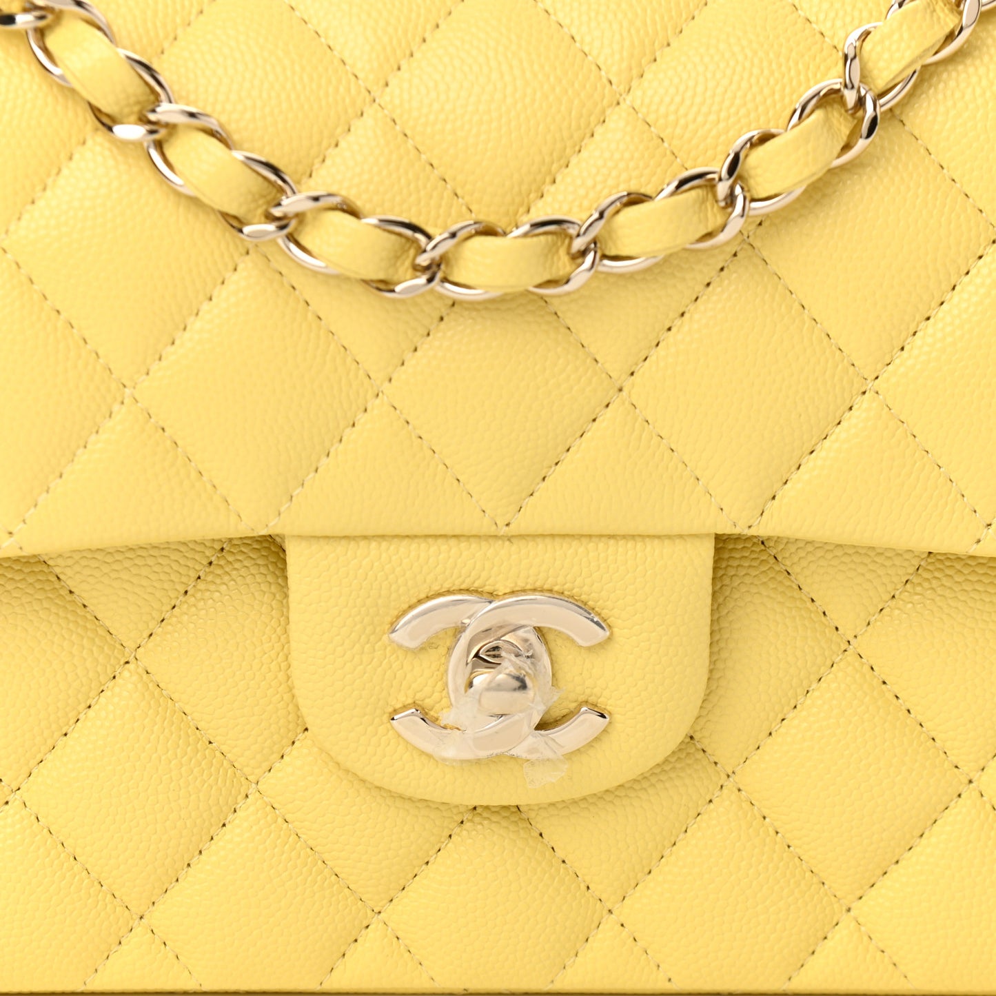 Caviar Quilted Small Double Flap Yellow