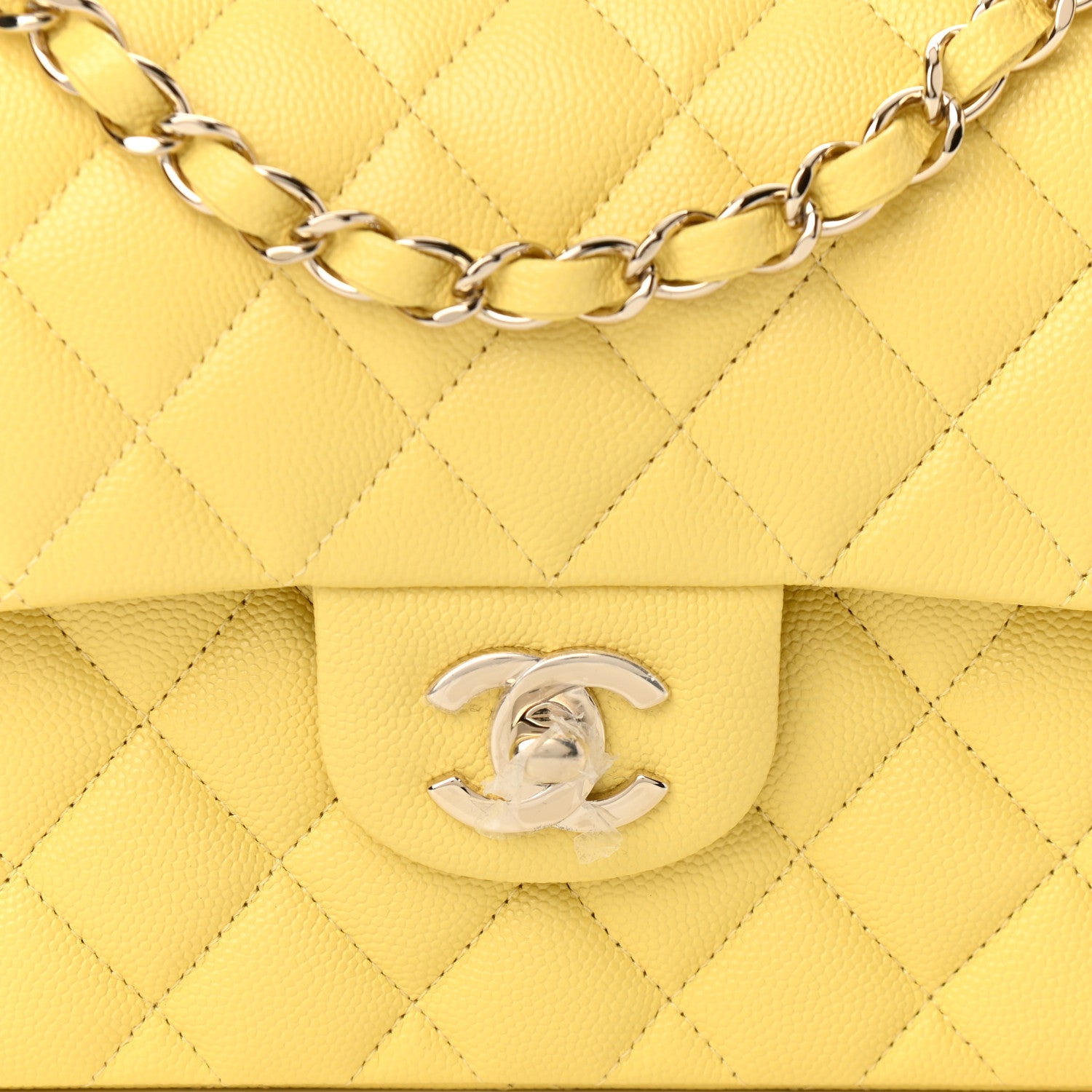 Chanel Caviar Quilted Small Double Flap Yellow 7 of 10