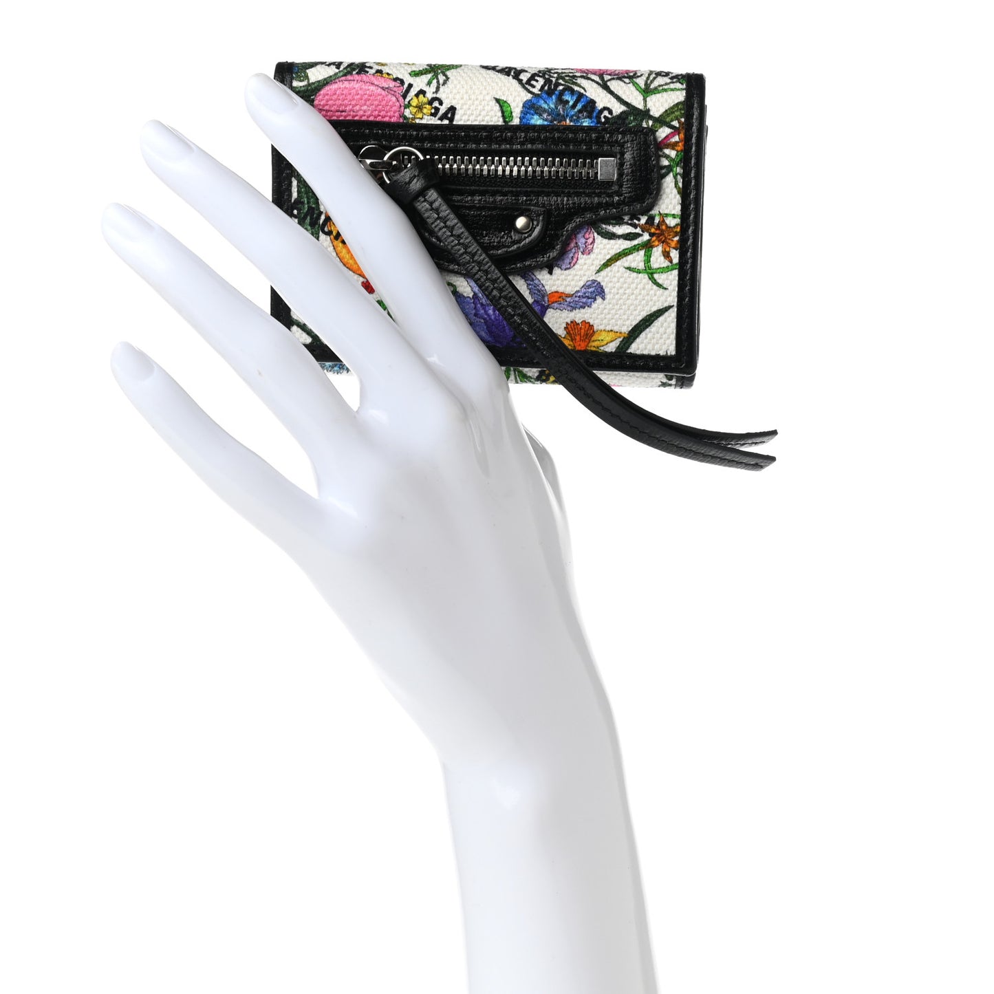 X GUCCI Canvas Azalea Calfskin Flora Logo Print Neo Classic Wallet White Multicolor Black
