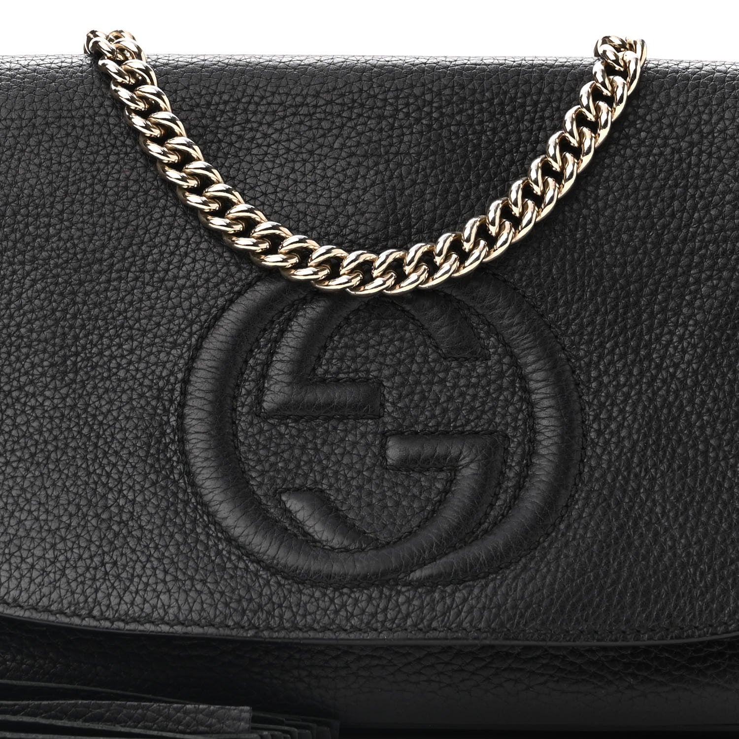 Gucci Pebbled Calfskin Medium Soho Flap Crossbody Black 8 of 12