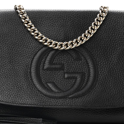 Gucci Pebbled Calfskin Medium Soho Flap Crossbody Black 8 of 12