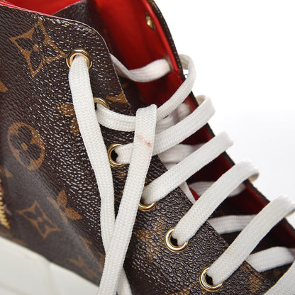 Louis Vuitton Calfskin Patent Monogram Stellar Sneaker Boots 36 Rouge 7 of 11