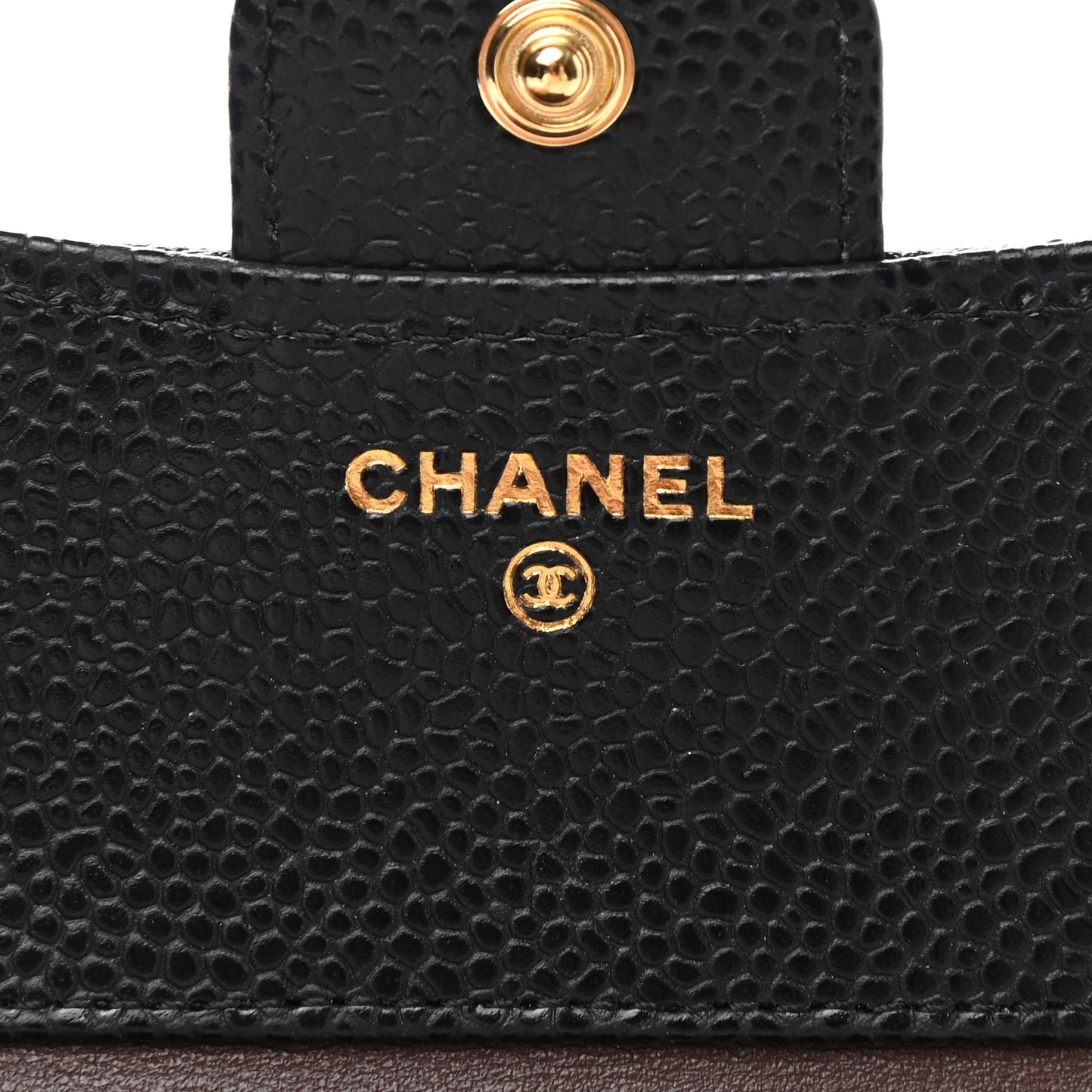 Caviar Quilted Compact Flap Wallet Black