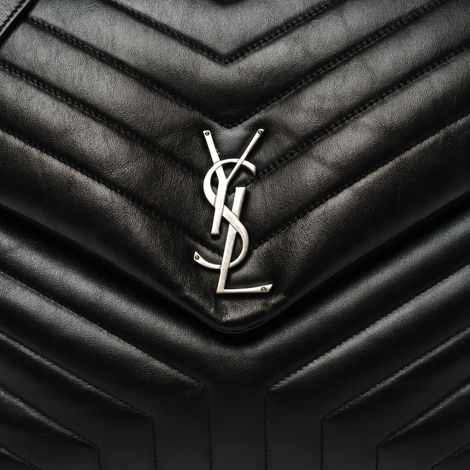 Saint Laurent Calfskin Y Quilted Monogram Large Loulou Chain Satchel Black 9 of 11