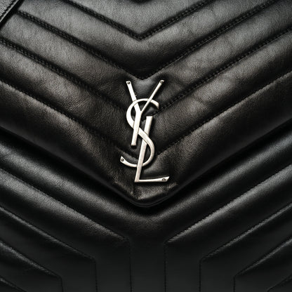Saint Laurent Calfskin Y Quilted Monogram Large Loulou Chain Satchel Black 9 of 11