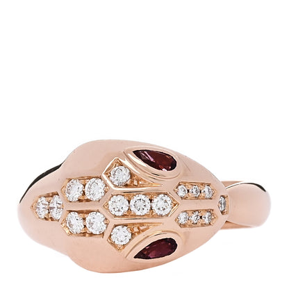 Bulgari 18K Rose Gold Diamond Rubellite Serpenti Seduttori Ring 55 7.25 3 of 6