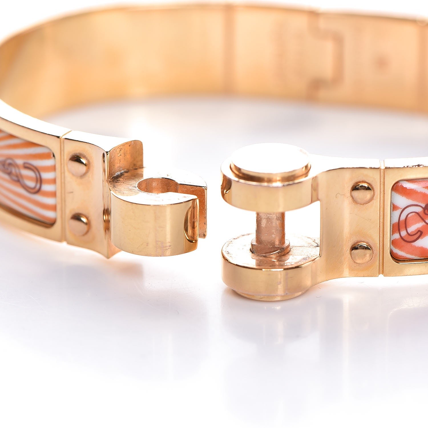 Hermes Enamel Printed Narrow Manufacture de Boucleries Hinged Bracelet S 7 of 8