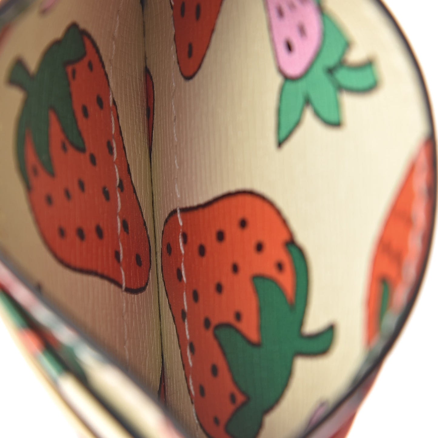 Calfskin Strawberry Print Zumi Case Case Ivory Red