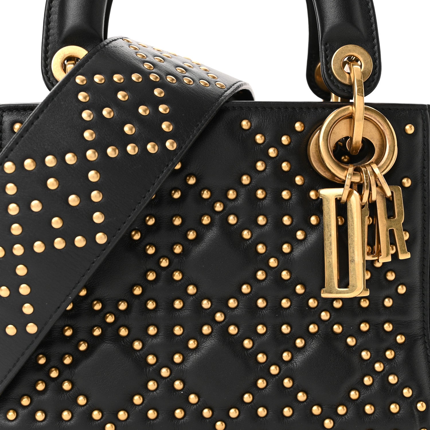 Christian Dior Lambskin Studded Mini Supple Lady Dior Black 7 of 15