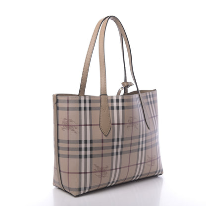 Burberry Grainy Calfskin Haymarket Check Small Reversible Tote Mid Camel 5 of 16