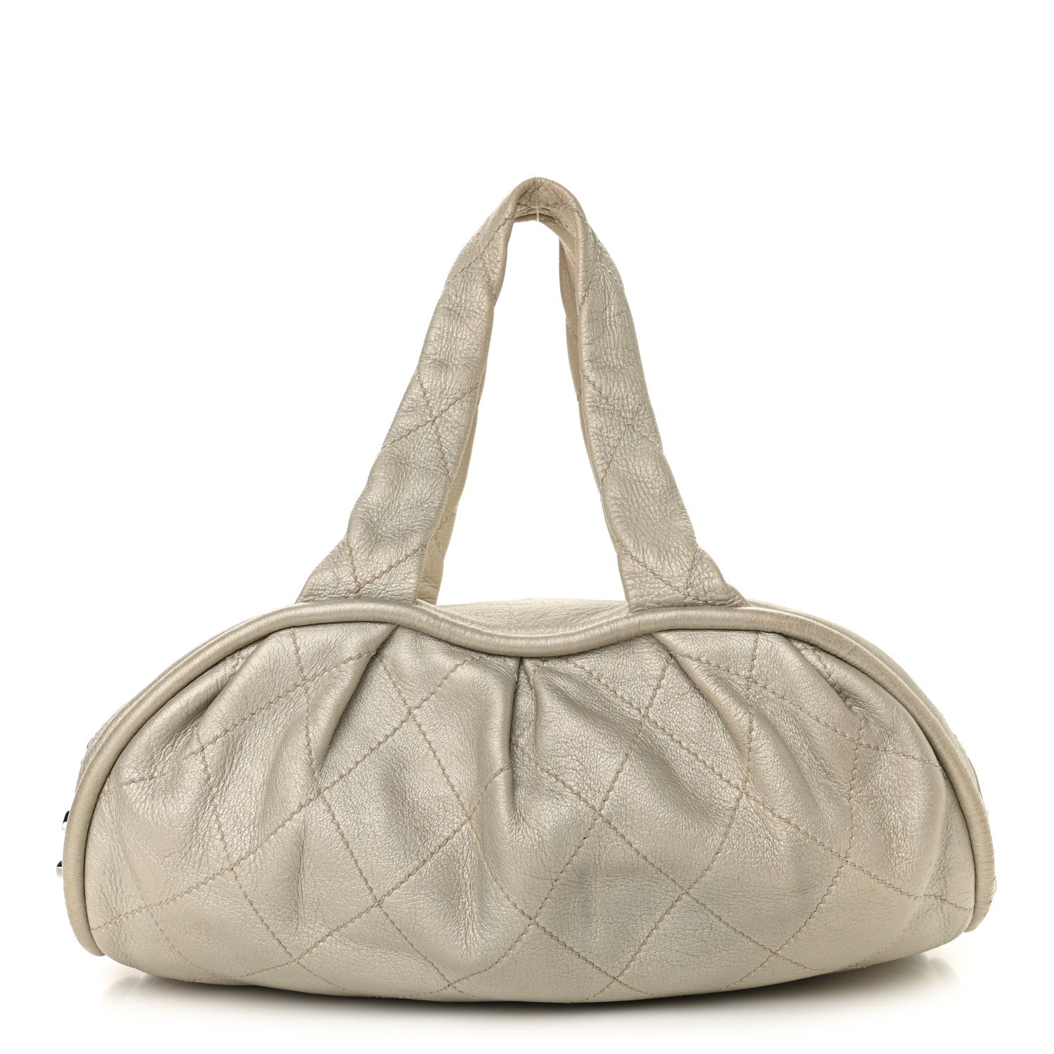 Chanel Metallic Deerskin Stitched Bowler Gold 1 of 12