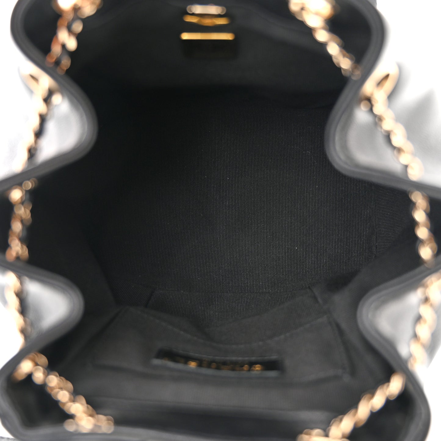Lambskin Quilted Small Duma Drawstring Backpack Black