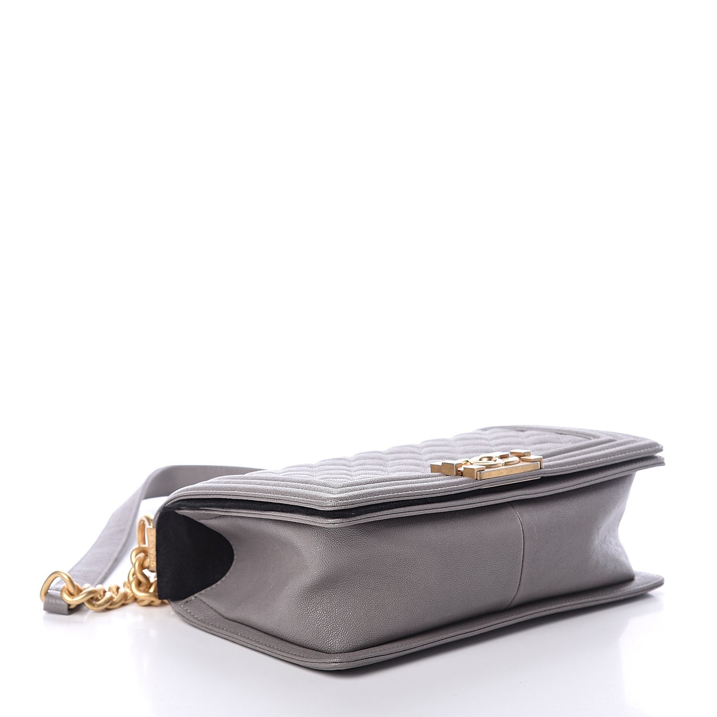 Caviar Quilted Medium Boy Flap Grey