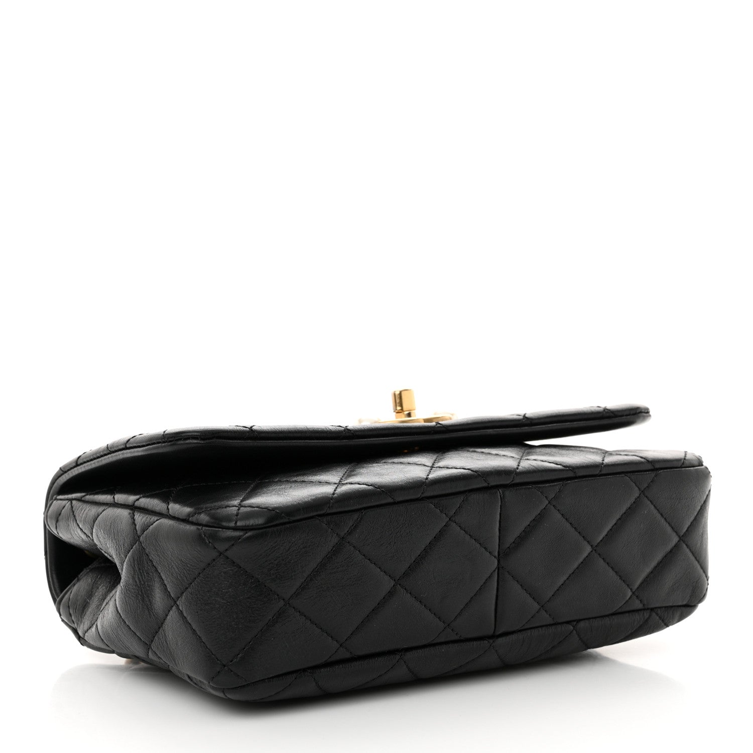 Chanel Glazed Calfskin Quilted Pearl Side Flap Black 4 of 11