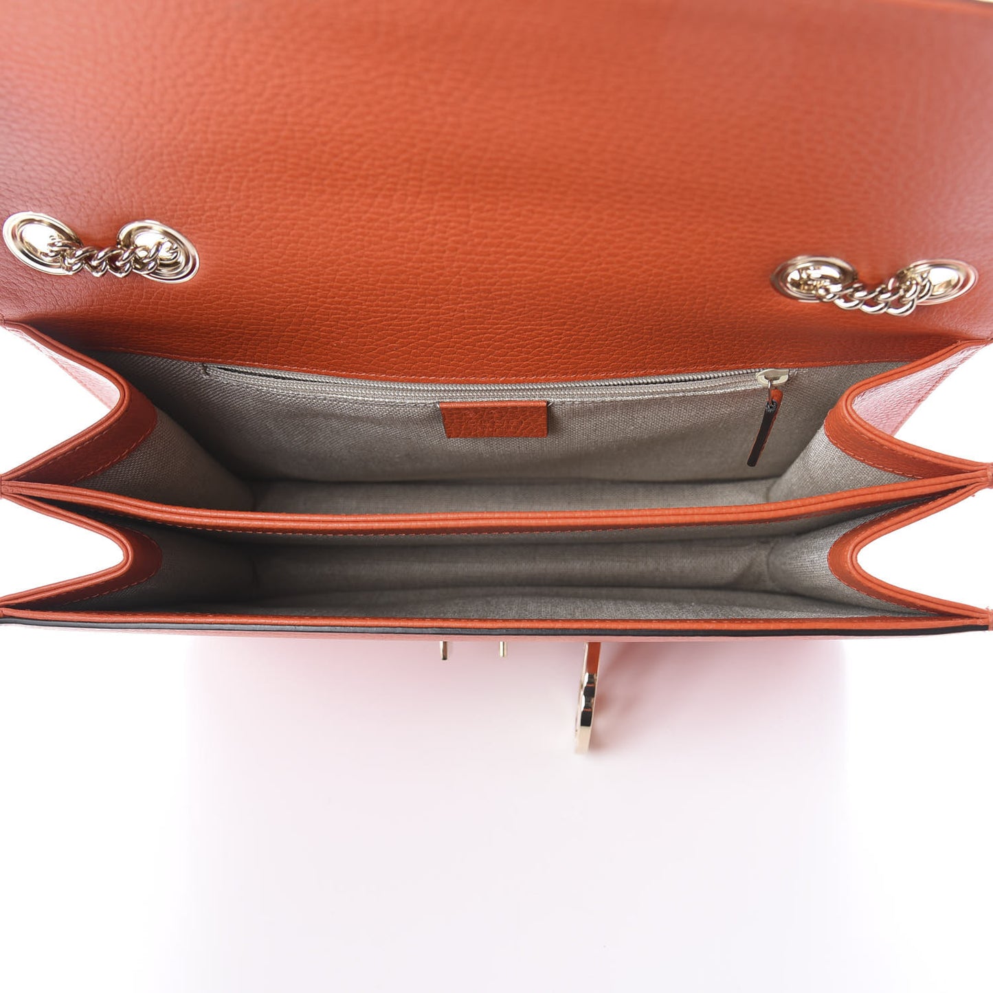 Dollar Calfskin Interlocking G Shoulder Bag Sun Orange