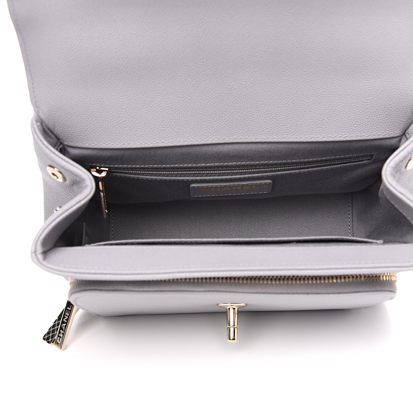 Caviar Quilted Medium Business Affinity Flap Grey