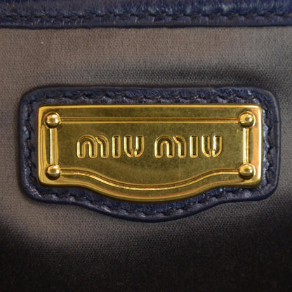 Miu Miu Leather Vitello Lux Bow Bag Blue 5 of 7
