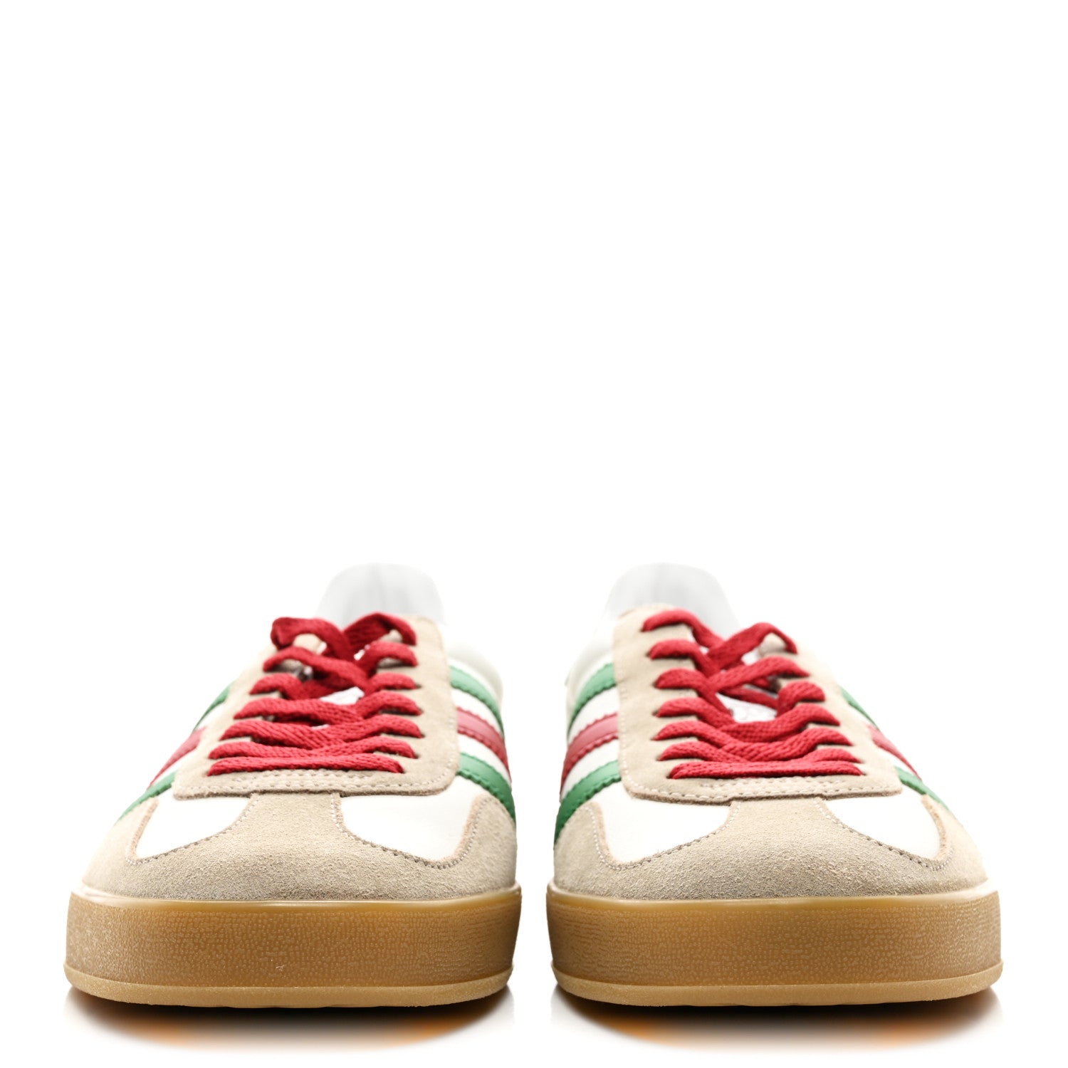 Gucci X ADIDAS Suede Madeira Demetra Mens Gazelle Sneakers 9.5 Oatmeal White New Shamarock Hibiscus Red 2 of 8