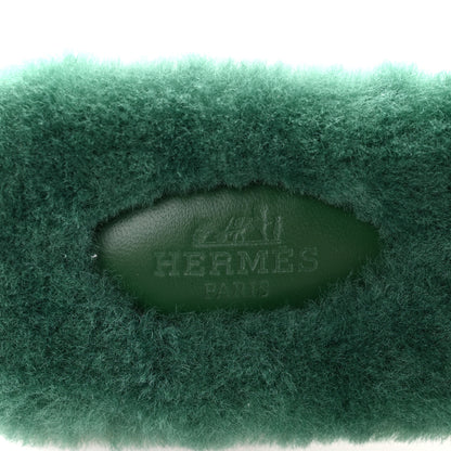 Hermes Woolskin Oran Sandals 36.5 Vert Anglais 6 of 8