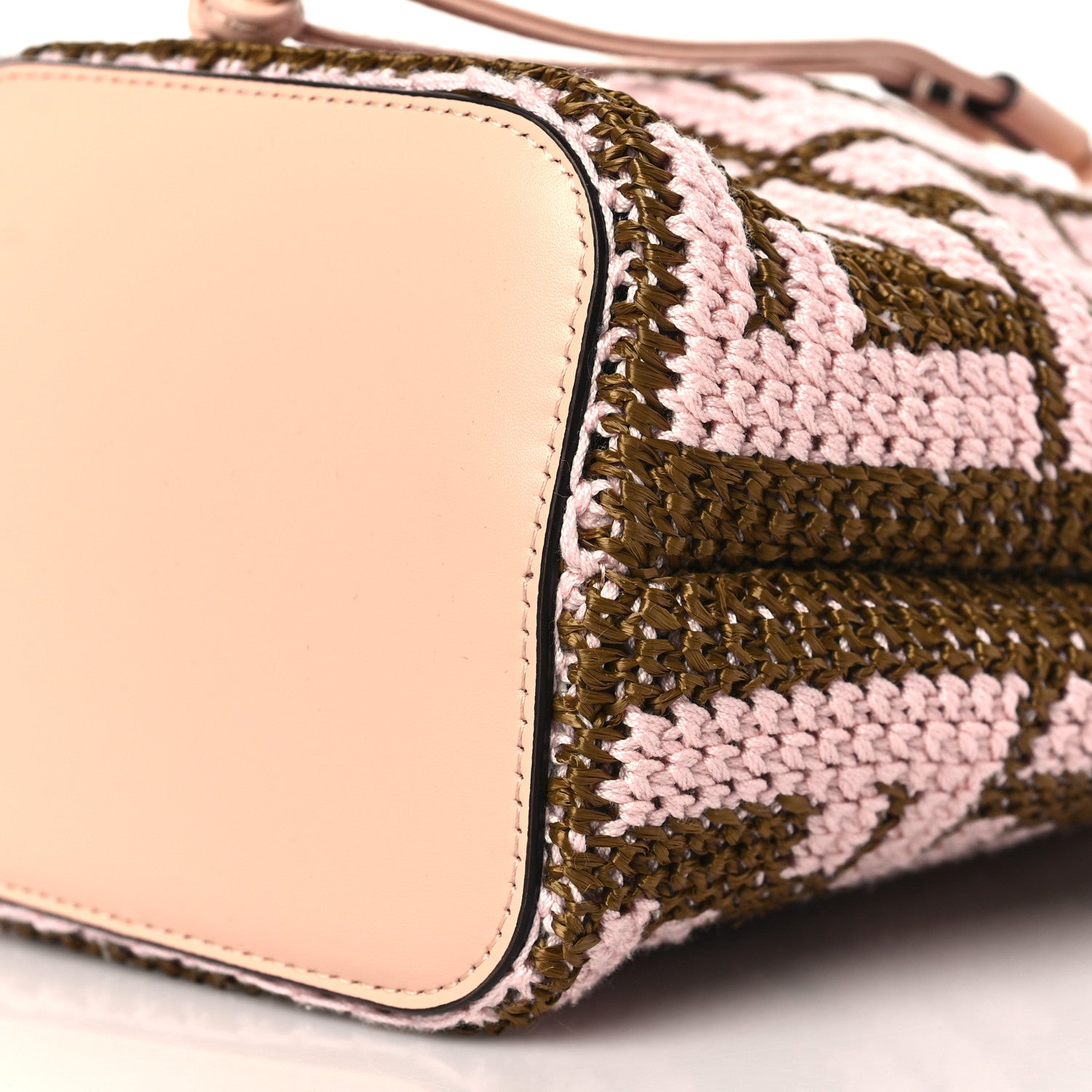 Fendi Raffia Vitello King F is Fendi FF Crochet Mini Mon Tresor Bucket Bag Natural Light Rose 9 of 9