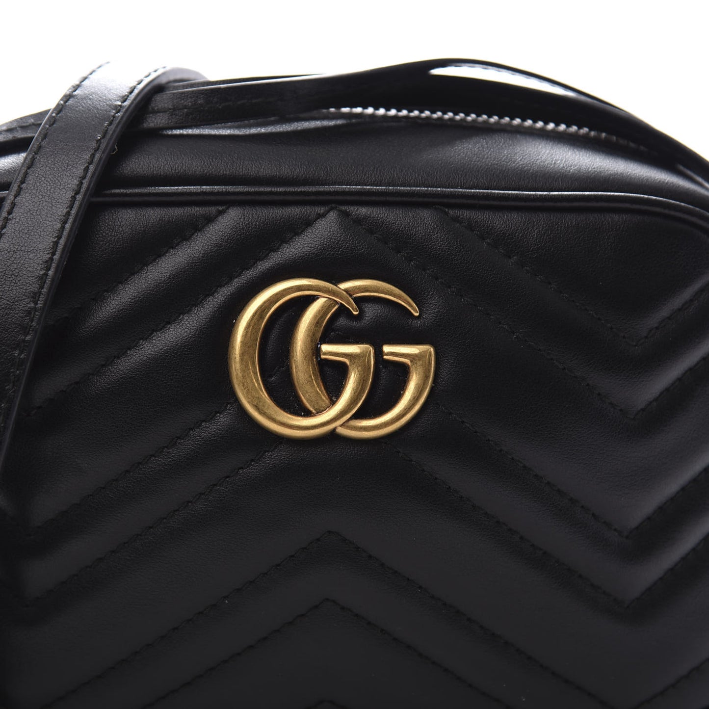 Calfskin Matelasse Mini GG Marmont Chain Shoulder Bag Black