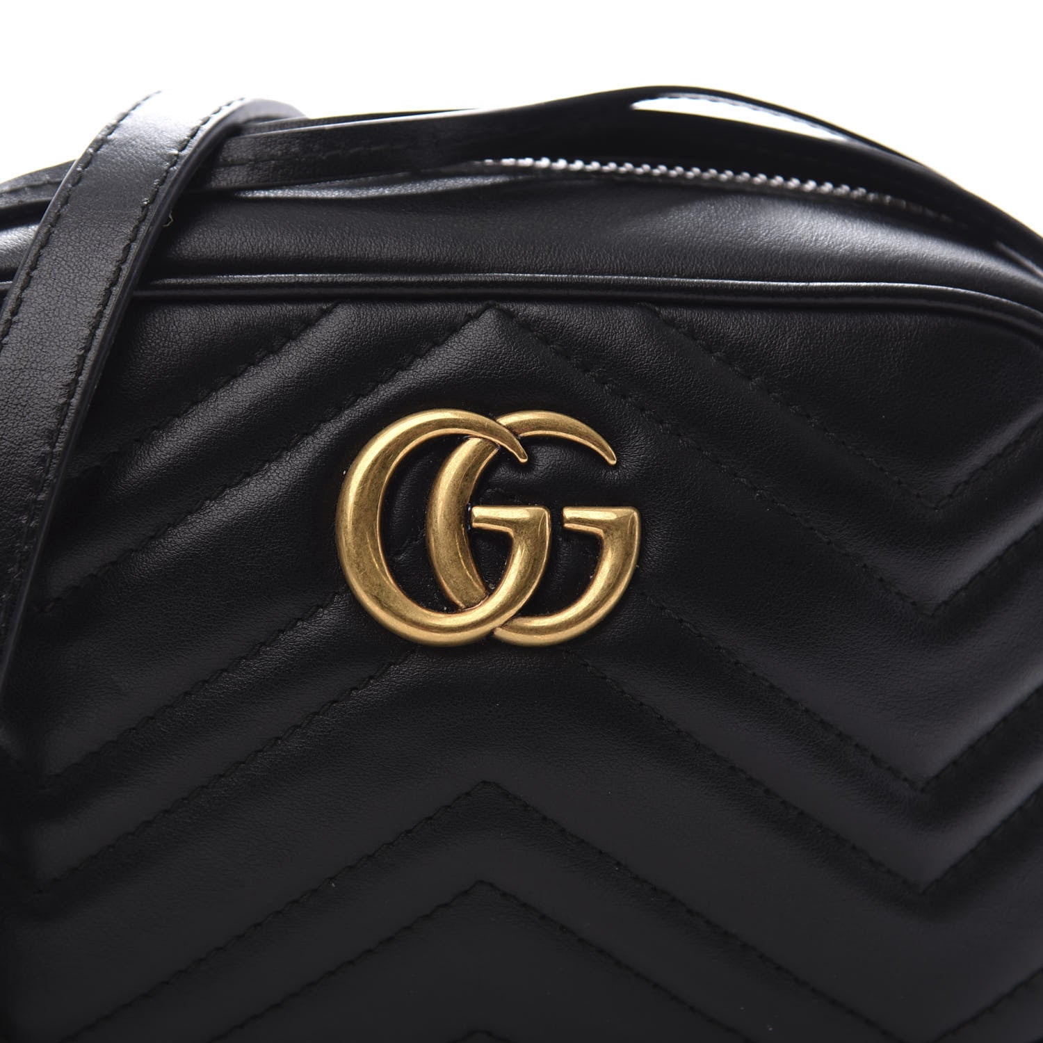 Gucci Calfskin Matelasse Mini GG Marmont Chain Shoulder Bag Black 10 of 10