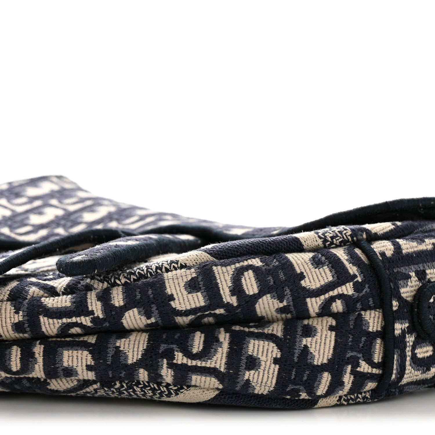 Christian Dior Oblique Embroidered Saddle Bag Blue 10 of 14