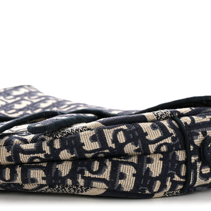 Christian Dior Oblique Embroidered Saddle Bag Blue 10 of 14