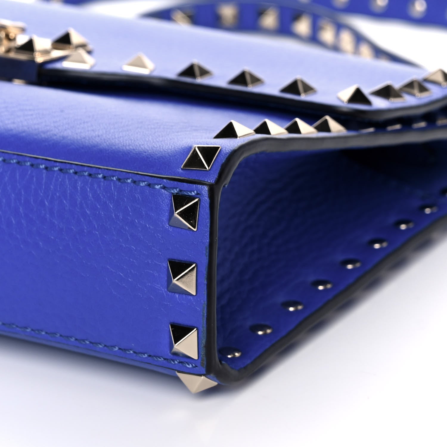 Valentino Garavani Pebbled Calfskin Medium Rockstud Flip Lock Crossbody Bag Acid Blue 11 of 13