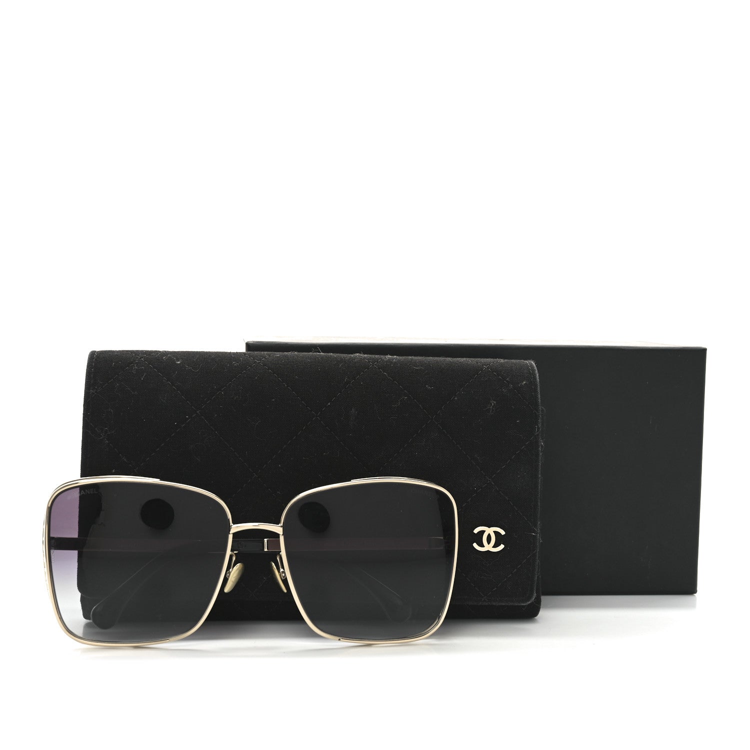 Chanel Metal Logo Square Sunglasses 71541 Gold 1714962 – FASHIONPHILE