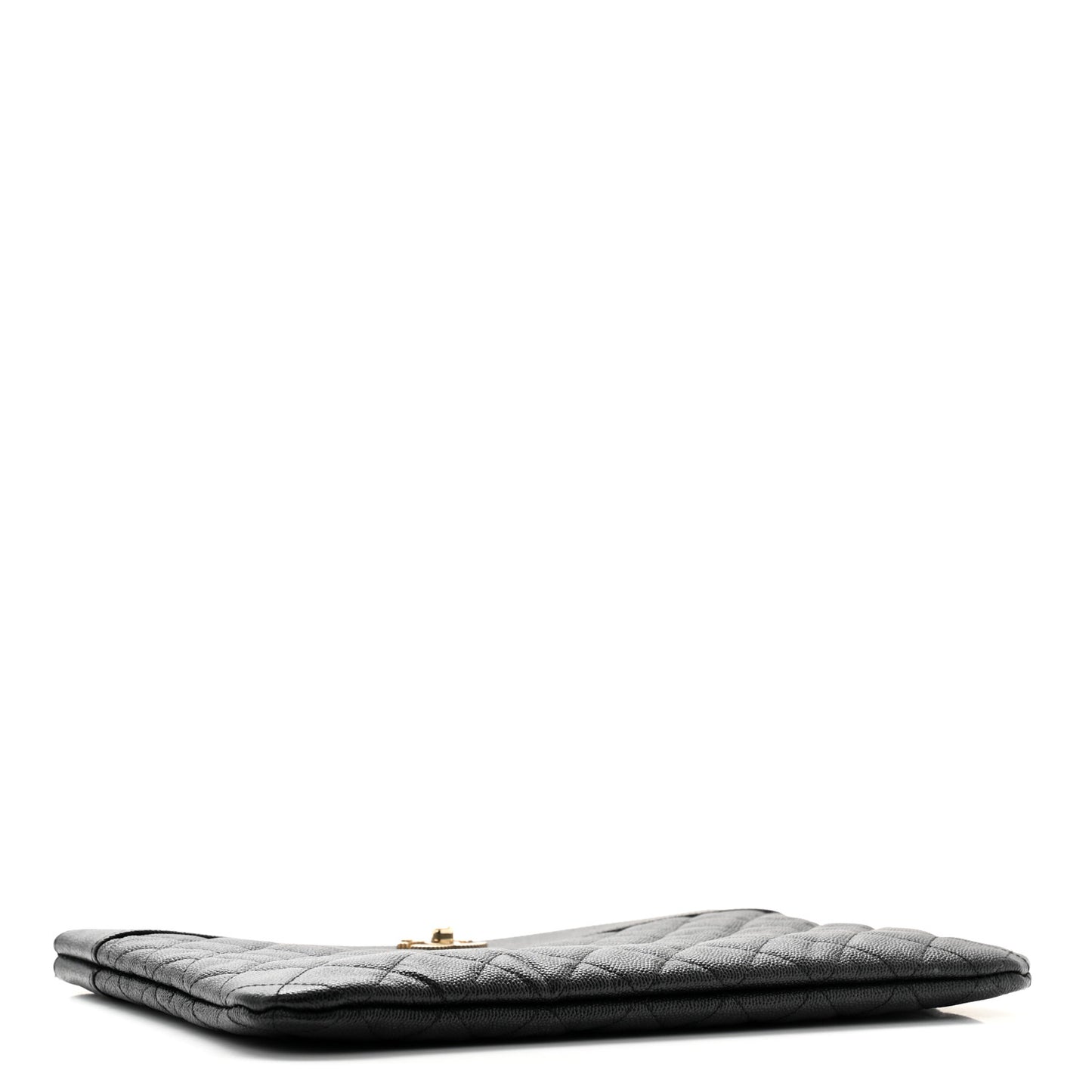 Caviar Quilted Mademoiselle Vintage Large Zip Pouch Black