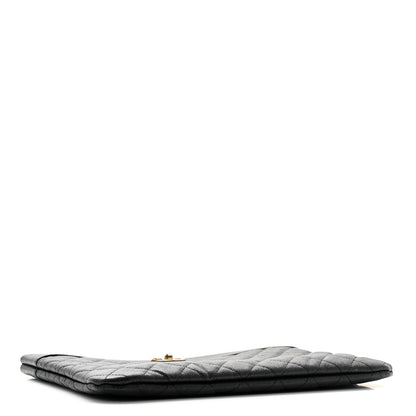 Chanel Caviar Quilted Mademoiselle Vintage Large Zip Pouch Black 4 of 9
