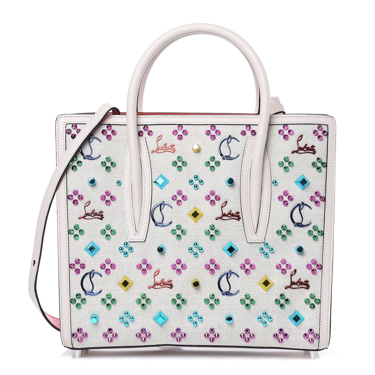 Canvas Spikes Loubinthesky Medium Paloma Ivory