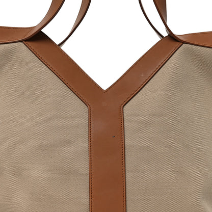 Saint Laurent Canvas Calfskin Y Tote Desert Dust Brick 7 of 9