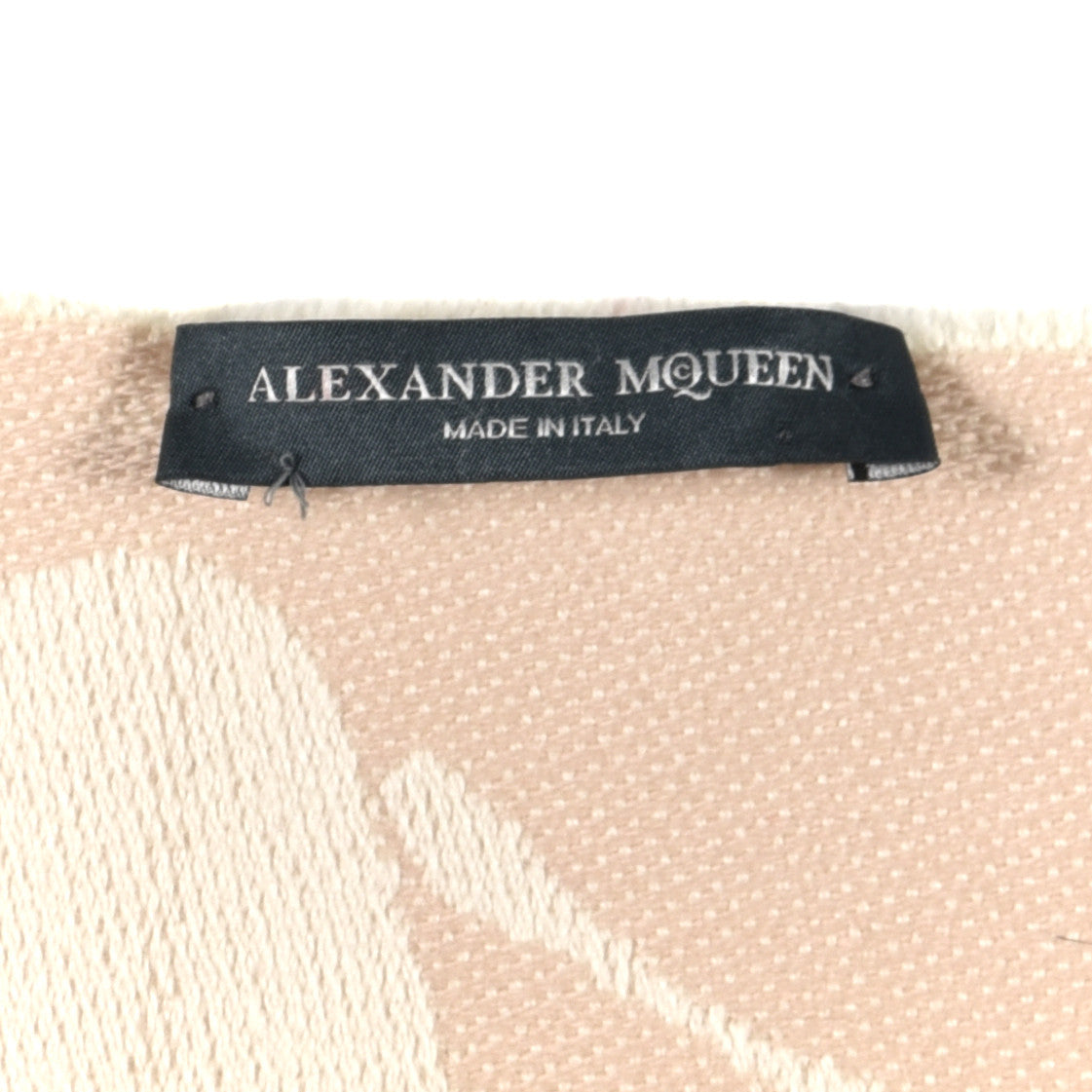 Alexander McQueen Wool Silk Reversible Skull Scarf White Beige 4 of 4
