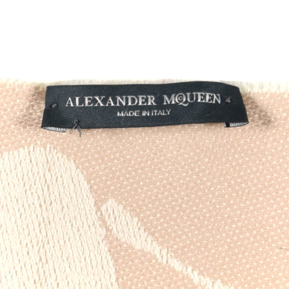 Alexander McQueen Wool Silk Reversible Skull Scarf White Beige 4 of 4