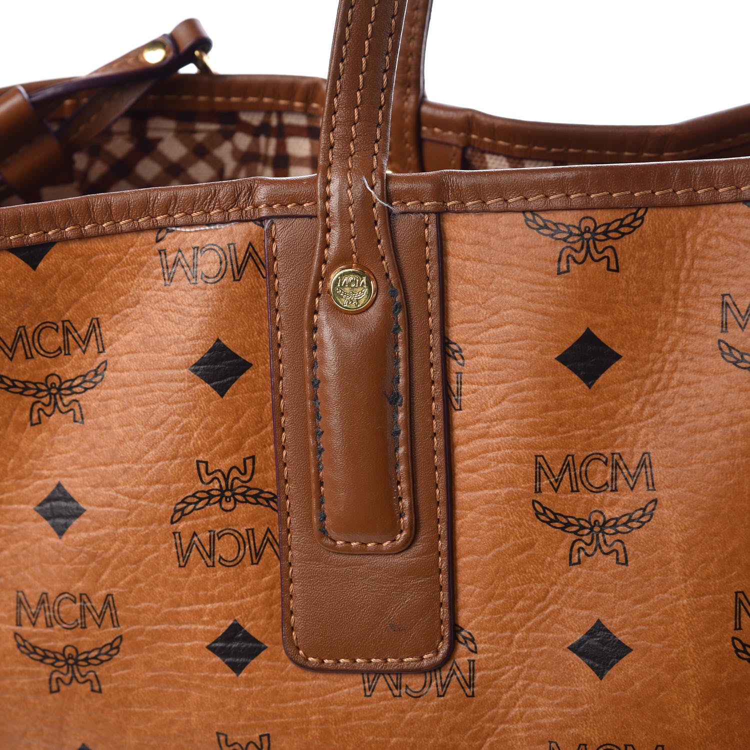 MCM Visetos Medium Liz Reversible Shopper Tote Cognac 18 of 27