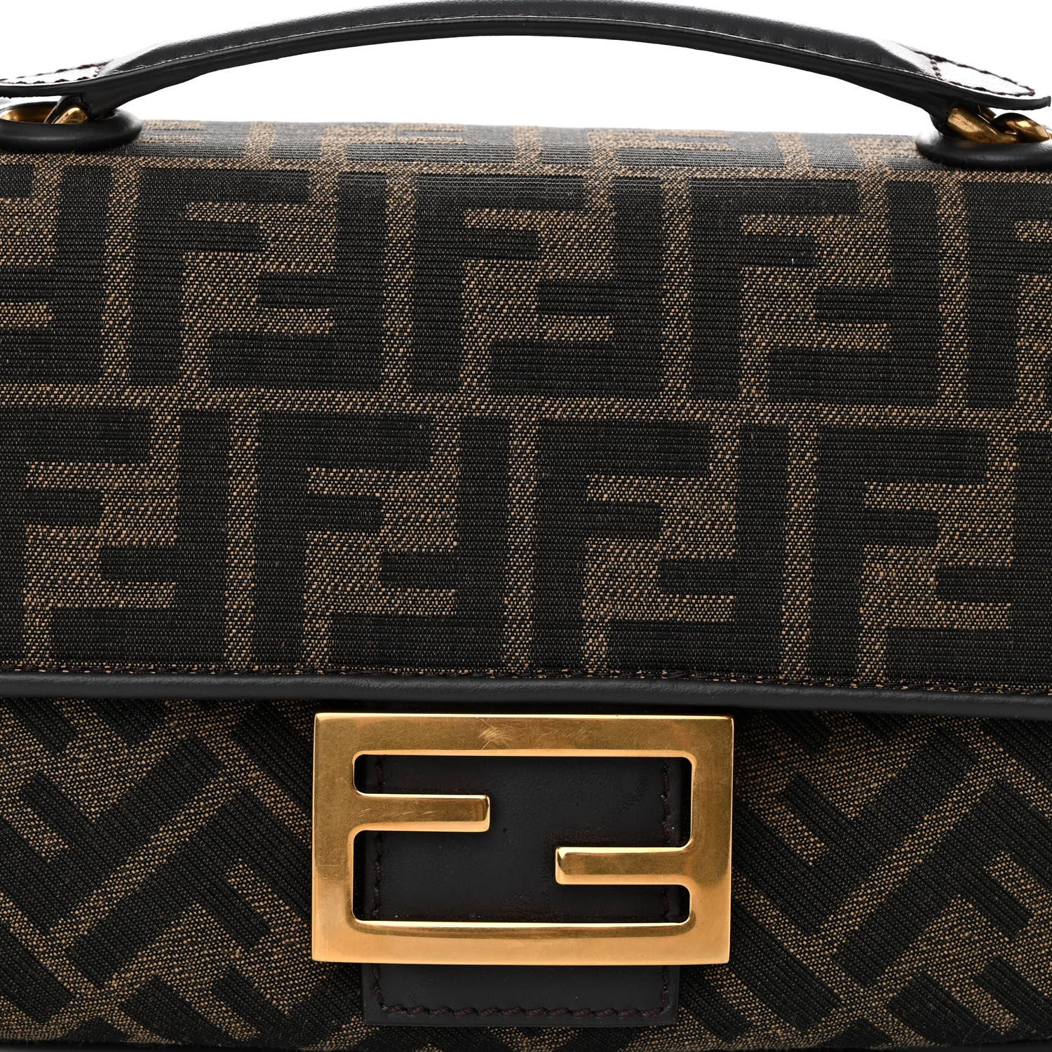Fendi Fabric Jacquard FF 1974 Midi Chain Baguette Tobacco Moro 7 of 10