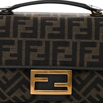 Fendi Fabric Jacquard FF 1974 Midi Chain Baguette Tobacco Moro 7 of 10