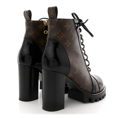 Louis Vuitton Patent Calfskin Monogram Star Trail Ankle Boots 38.5 Black 5 of 12